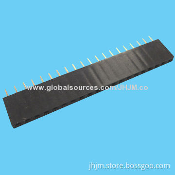 2.54mm Pitch Female Header Connector with Single Row 2-40 Straight/SMT Pins, Gold Plated, U Type